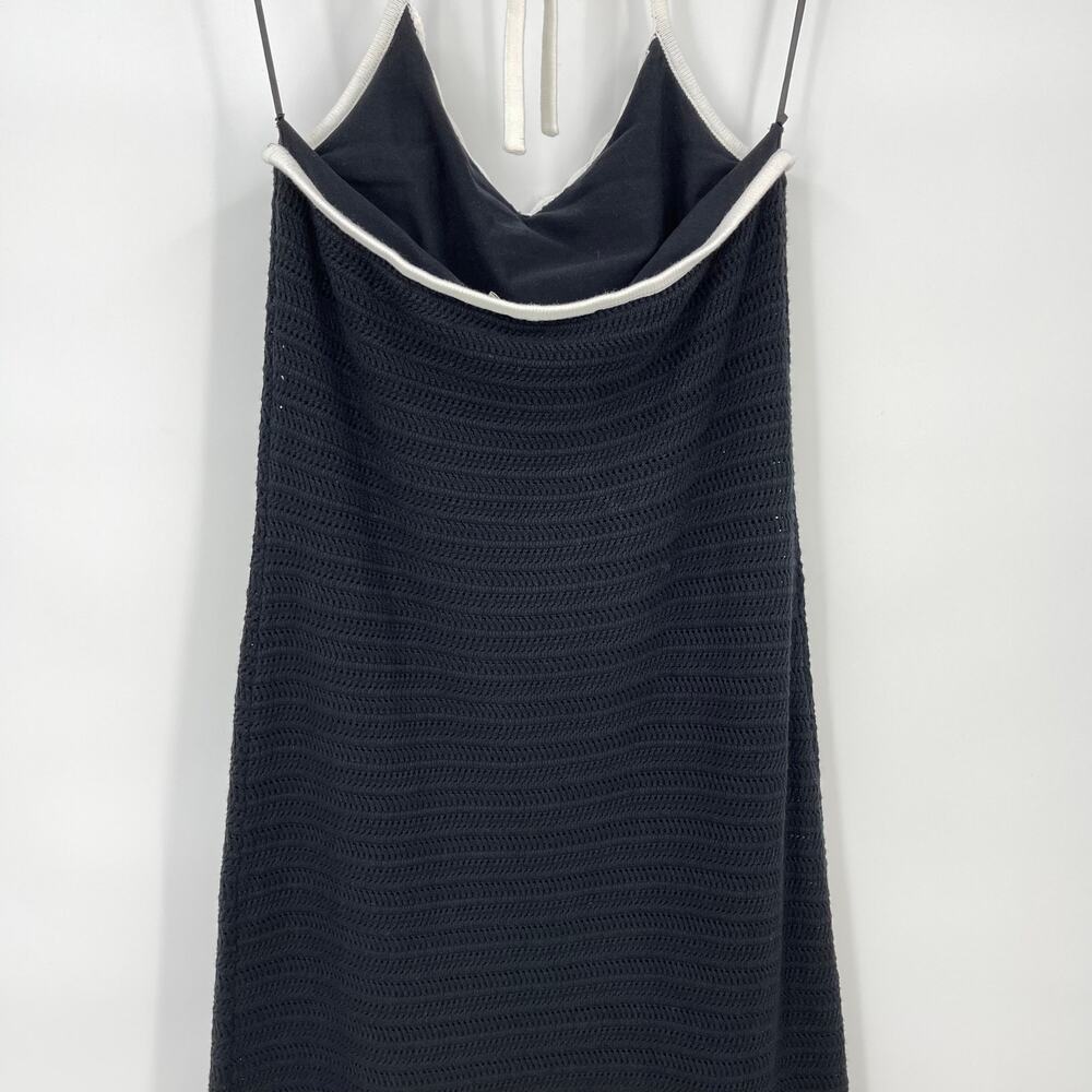 Bec + Bridge | NWT Ravyn Halter Maxi Dress in Black Crochet Knit White Trim M - Picture 13 of 16